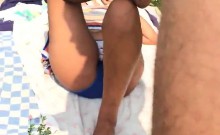 Dickflash - Cum shot on a girl that is sun bathing