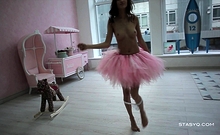 Sveta dancing wearing a pink ballerina tutu dress