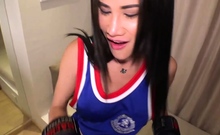 Awesome ladyboy in a sexy leotard gets the D POV style
