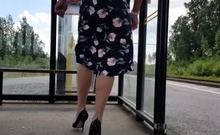 Hannatransa Chastity Crossdresser Outdoors At Train Station.