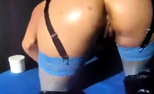 bitch fists anal on webcam