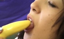 Licking her vibrator