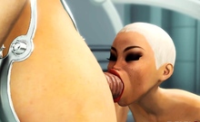 Sex android futanari fucks sexy blonde in the sci-fi med bay