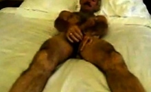 Hairy moustache daddy jerking off