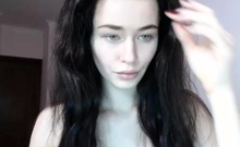 Beautiful teen brunette Jessica Sinn masturbates