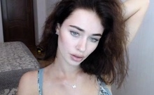 Cute curly brunette solo webcam masturbation